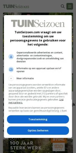 Anteprima del sito Tuinseizoen, media di Paesi Bassi per articoli sponsorizzati