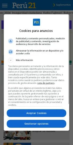 Anteprima del sito Peru 21, media di Perù per articoli sponsorizzati