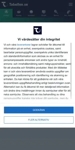 Vorschau der Website Tabellen, Medium aus Schweden für gesponserte Artikel
