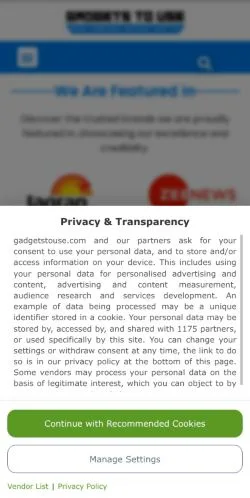Sponsorlu makaleler için Amerika Birleşik Devletleri medyası Gadgets To Use sitesinin önizlemesi
