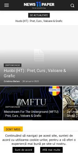 Preview of the Trading website, a media outlet in Romania for sponsored articles