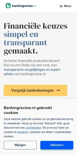 Anteprima del sito Banking Review, media di Paesi Bassi per articoli sponsorizzati