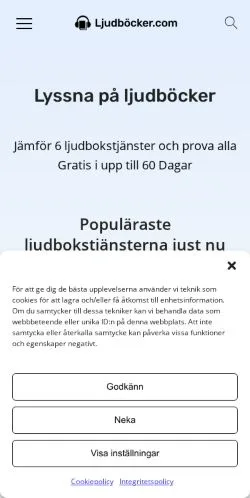 Anteprima del sito ljudböcker, media di Svezia per articoli sponsorizzati