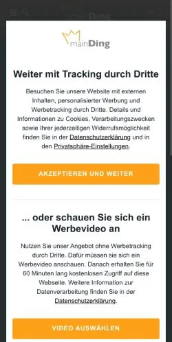 Aperçu du site mainDing, média de Allemagne pour articles sponsorisés