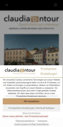 스폰서 기사용 독일 매체 Claudia On Tour 사이트 미리보기