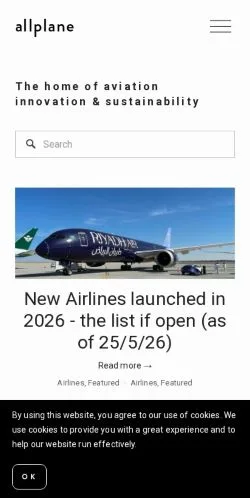 Aperçu du site Allplane, média de États-Unis pour articles sponsorisés