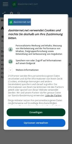 Vorschau der Website Dasinternet, Medium aus Deutschland für gesponserte Artikel