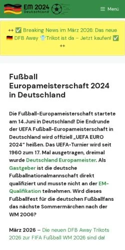 Podgląd witryny UEFA EURO 2024, medium z kraju Niemcy do artykułów sponsorowanych