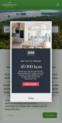 Voorbeeld van de site Ledigatomter, medium uit Zweden voor gesponsorde artikelen