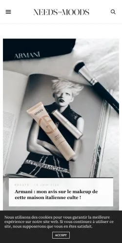 Voorbeeld van de site Needs and Moods Beauty Tech, medium uit Frankrijk voor gesponsorde artikelen