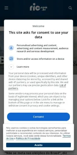 Pré-visualização do site RIC, meio de Brasil para artigos patrocinados