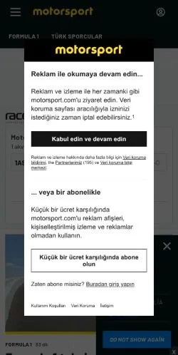 Anteprima del sito Motorsport, media di Turchia per articoli sponsorizzati