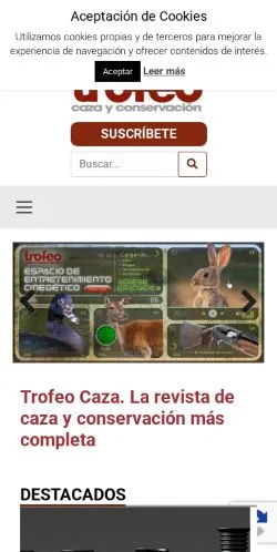 스폰서 기사용 스페인 매체 Trofeo Caza 사이트 미리보기