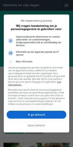 Podgląd witryny Vakantiedagen Nederland, medium z kraju Holandia do artykułów sponsorowanych