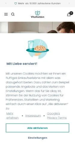 Anteprima del sito Vitalhelden, media di Germania per articoli sponsorizzati