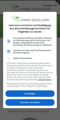 Anteprima del sito 2-Euro-Münzen • zwei-euro.com, media di Germania per articoli sponsorizzati