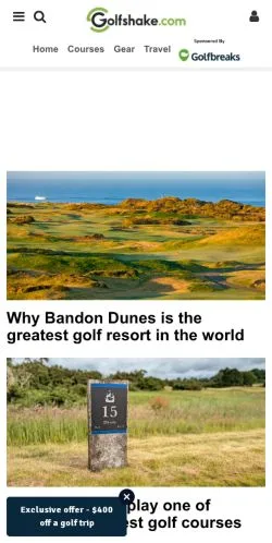 Forhåndsvisning av nettstedet Golfshake, medium fra USA for sponsede artikler