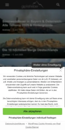 Anteprima del sito Gipfelfieber, media di Germania per articoli sponsorizzati
