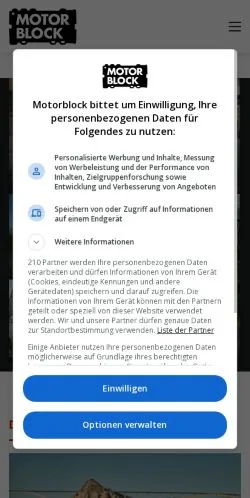 スポンサード記事向けのオーストリアメディア、Motorblockのサイトプレビュー