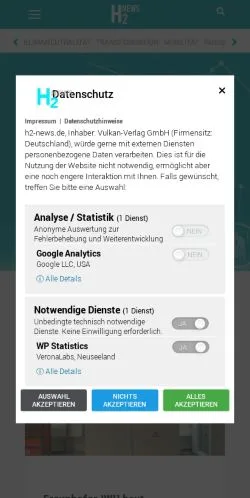 Anteprima del sito H2-News, media di Germania per articoli sponsorizzati