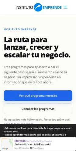 Preview of the Instituto Emprende website, a media outlet in Spain for sponsored articles