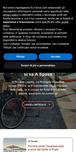 Anteprima del sito VDGmagazine, media di Italia per articoli sponsorizzati