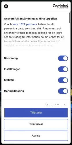 Forhåndsvisning af TT Nyhetsbyrån, medie fra Sverige til sponsorerede artikler