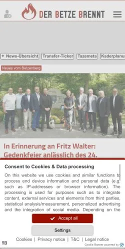 Podgląd witryny Der Betze Brennt, medium z kraju Niemcy do artykułów sponsorowanych