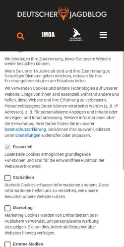 Podgląd witryny Deutscher Jagdblog, medium z kraju Niemcy do artykułów sponsorowanych