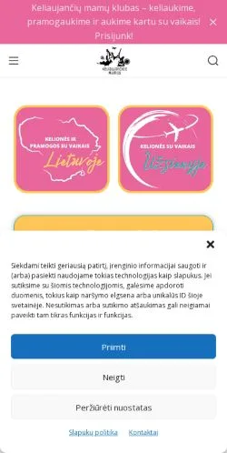 Podgląd witryny Keliaujančios Mamos, medium z kraju Litwa do artykułów sponsorowanych