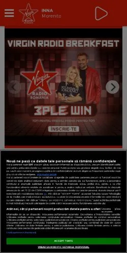 Podgląd witryny VIRGIN RADIO ROMANIA, medium z kraju Rumunia do artykułów sponsorowanych