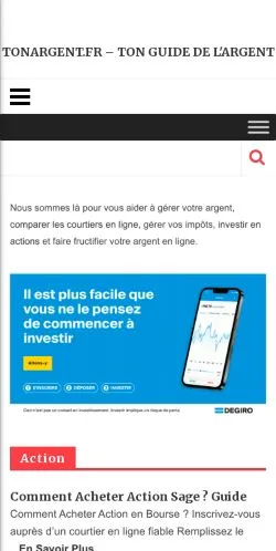 Anteprima del sito TonArgent, media di Francia per articoli sponsorizzati