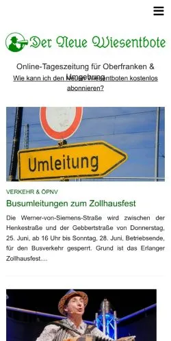 Anteprima del sito Der Neue Wiesentbote, media di Germania per articoli sponsorizzati