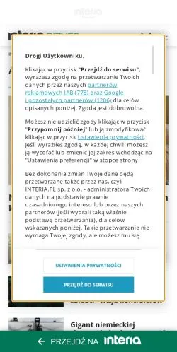 Anteprima del sito Biznes w INTERIA.PL, media di Polonia per articoli sponsorizzati
