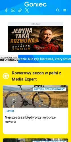 Anteprima del sito Goniec, media di Polonia per articoli sponsorizzati