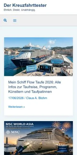 Anteprima del sito Kreuzfahrttester, media di Germania per articoli sponsorizzati