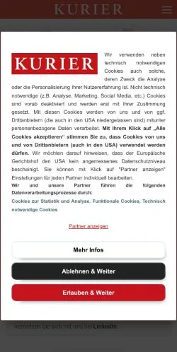 Anteprima del sito Kurier Anzeigen, media di Austria per articoli sponsorizzati