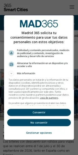 Anteprima del sito Madrid365, media di Spagna per articoli sponsorizzati