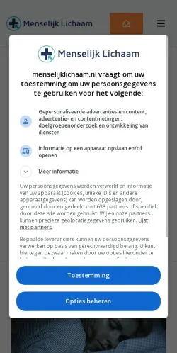 Forhåndsvisning av nettstedet Menselijk Lichaam, medium fra Nederland for sponsede artikler