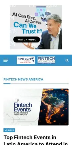 Podgląd witryny Fintech News America, medium z kraju Wielka Brytania do artykułów sponsorowanych