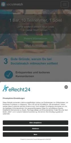 Podgląd witryny Socialmatch, medium z kraju Niemcy do artykułów sponsorowanych