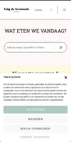 스폰서 기사용 네덜란드 매체 Volg de Kruimels 사이트 미리보기
