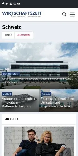 Anteprima del sito Wirtschaftszeit, media di Svizzera per articoli sponsorizzati