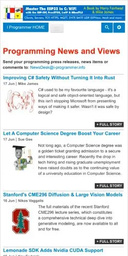 スポンサード記事向けのイギリスメディア、i-programmer.infoのサイトプレビュー