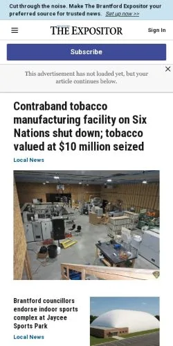 Anteprima del sito Brantford Expositor, media di Canada per articoli sponsorizzati