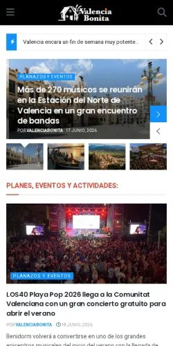 Vista previa del sitio Valenciabonita, medio de España para artículos patrocinados