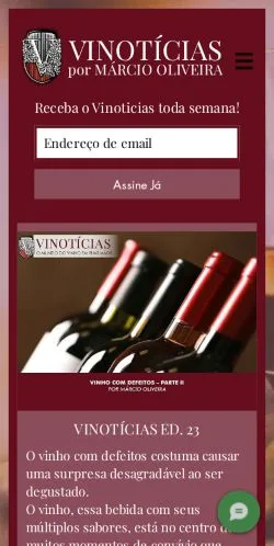 Anteprima del sito Vinoticias, media di Brasile per articoli sponsorizzati
