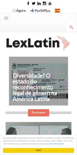 Podgląd witryny LexLatin, medium z kraju Portugalia do artykułów sponsorowanych
