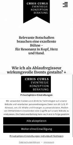 Podgląd witryny Ablaufregisseur Chris Cuhls, medium z kraju Niemcy do artykułów sponsorowanych