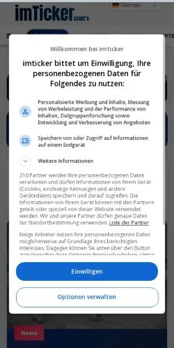 Forhåndsvisning af ImTicker, medie fra Schweiz til sponsorerede artikler